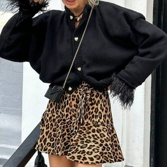 Multicolor Casual Women's Leopard Print Vacation Mini Skirt - Picture 1 of 4